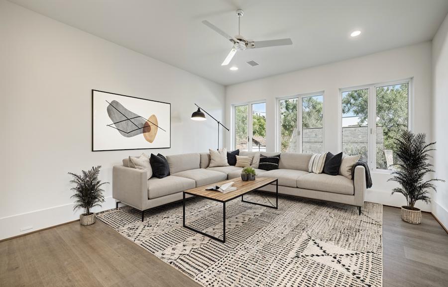 AI Virtually Staged Modern Living Room